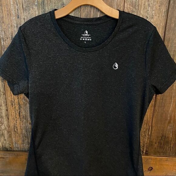 Icyzone L Black Base Layer Exercise Workout Stretch Short Sleeve T-Shirt - Picture 7 of 8